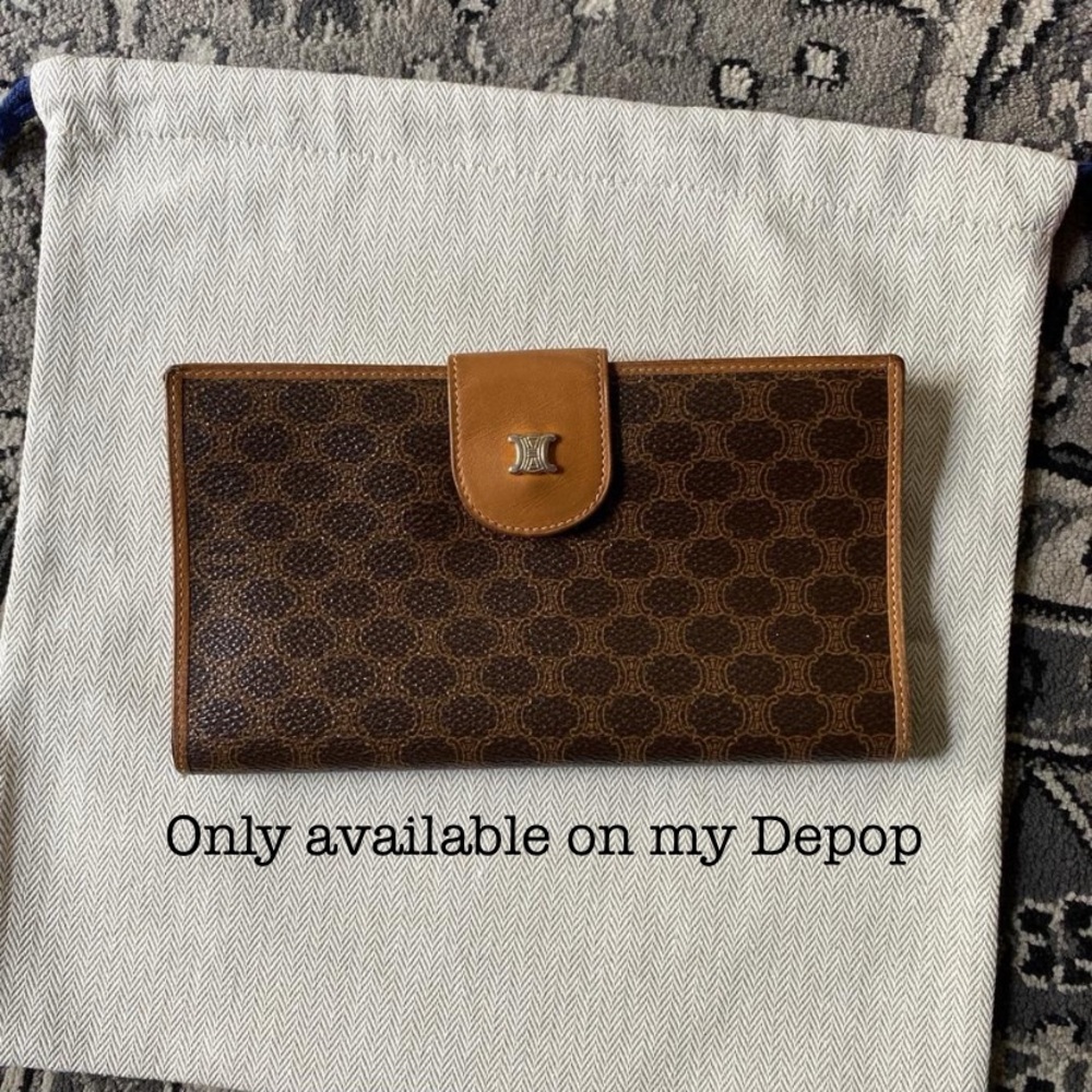 Vintage Celine brown Macadam canvas bifold wallet